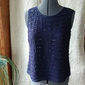 Talbot's sleeveless bead and sequin silk top